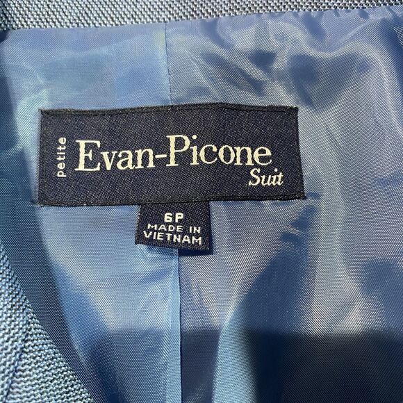 EVAN PICONE Skirt Suit Set Blazer Pencil Skirt Long Sleeve Petite 6 6P Blue - Picture 4 of 16
